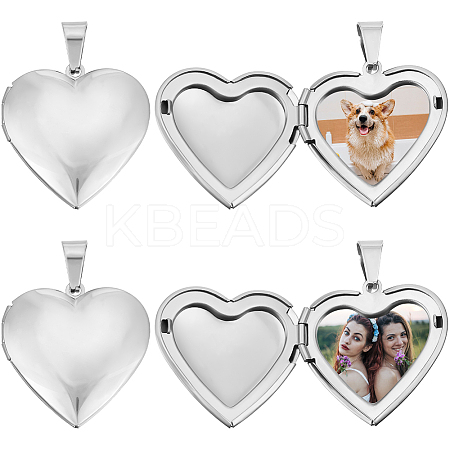 4Pcs 316 Stainless Steel Locket Pendants STAS-BBC0005-07-1