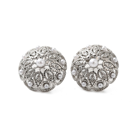 304 Stainless Steel Flower Stud Earrings for Women EJEW-Z068-05P-1
