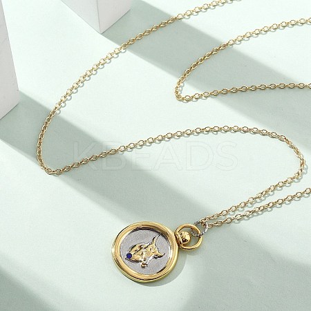 Brass Twelve Constellations Tarot Pendant Necklaces LS-NJEW-Q006-01D-G-1