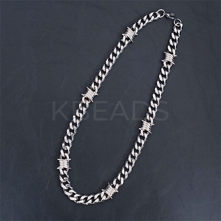 304 Stainless Steel & Zinc Alloy Thorned Cuban Link Chain Necklaces for Men FS-WGE9529-02-1