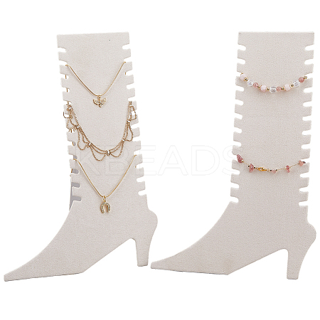 Boot Shaped Wood Covered with Velvet Necklaces Bracelets Display Stands NDIS-WH0010-25B-1