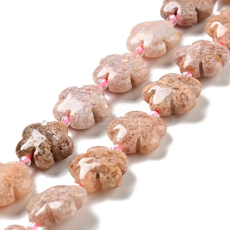 Natural Pink Ocean Jasper/Ocean Agate Beads Strands G-D475-02F-1