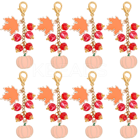8Pcs Thanksgiving Day Alloy & Acrylic Pendant Decorations HJEW-SC0001-76B-1