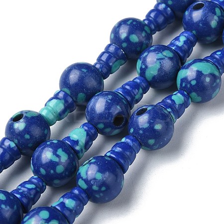 Synthetic Chrysocolla 3-Hole Guru Bead Strands G-K149-46-1