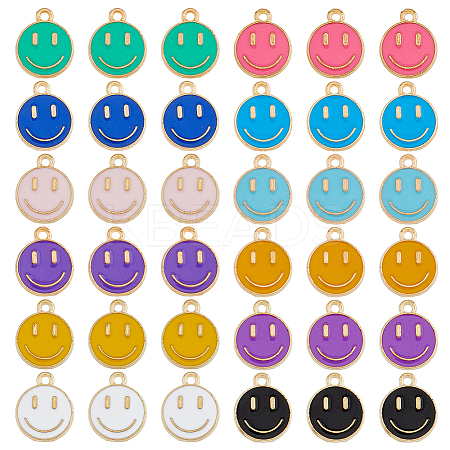 96Pcs 12 Colors Alloy Enamel Charms ENAM-FH0001-60-1