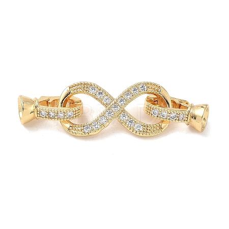 Brass Micro Pave Clear Cubic Zirconia Fold Over Clasps KK-U059-33G-1