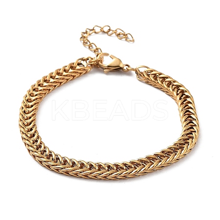 Ion Plating(IP) 304 Stainless Steel Wheat Chains Bracelets for Women Men BJEW-K240-04G-1