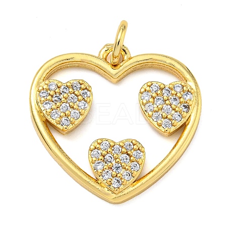 Rack Plating Brass Micro Pave Clear Cubic Zirconia Pendants KK-Z063-10G-02-1