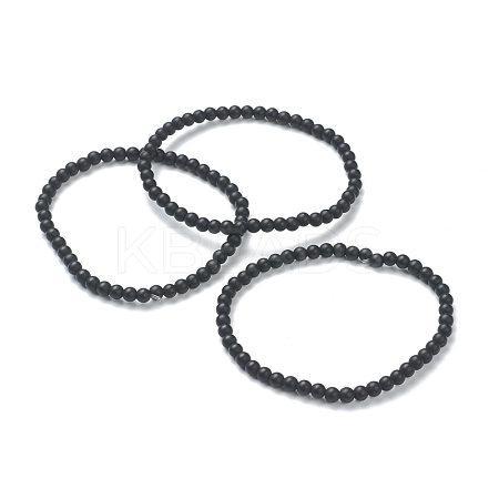 Matte Round Glass Beads Stretch Bracelets for Teen Girl Women BJEW-A117-A-23-1