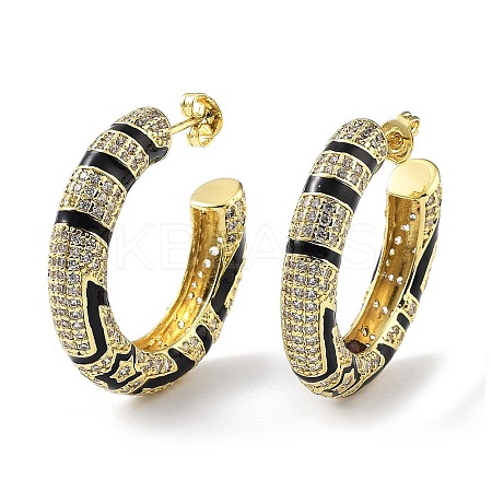 Rack Plating Brass Micro Pave Cubic Zirconia Stud Earrings KK-Z038-26G-1