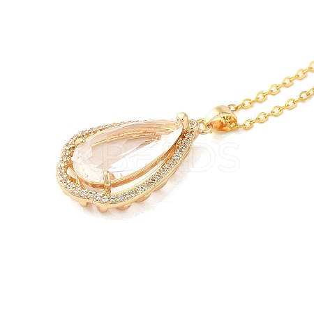 Brass Micro Pave Cubic Zirconia Pendant Necklaces NJEW-E106-18KCG-01-1