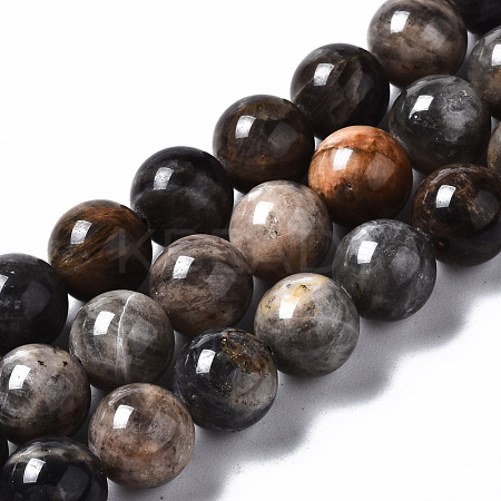 Natural Black Sunstone Beads Strands X-G-N328-48A-01-1
