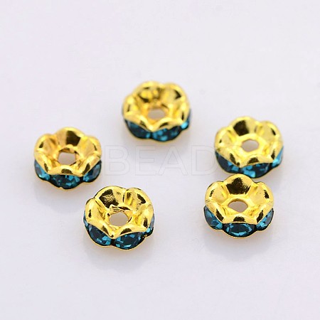 Brass Rhinestone Spacer Beads RB-A014-L6mm-06G-1