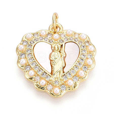 Brass Micro Pave Clear Cubic Zirconia Pendants KK-N268-71G-1