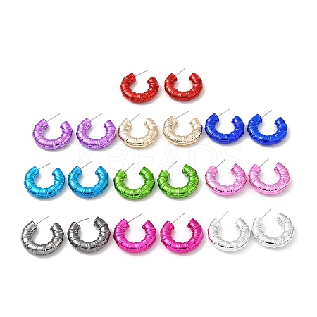 Bamboo Ring Acrylic Stud Earrings EJEW-P251-09-1