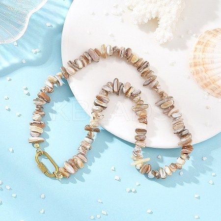 Natural Freshwater Shell Chip Beaded Necklaces NJEW-JN06412-1