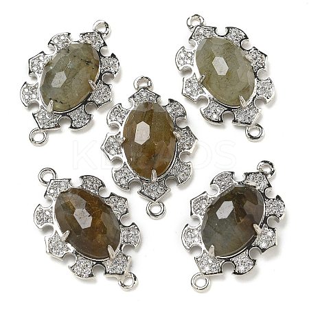 Natural Labradorite Faceted Oval Connector Charms G-G181-06P-07-1