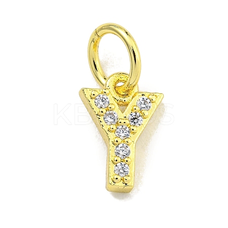 Letter Brass Micro Pave Clear Cubic Zirconia Pendants KK-K354-06G-Y-1