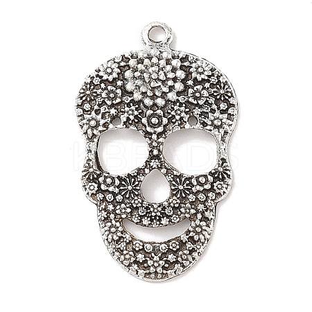 Day of the Dead Ornaments Tibetan Style Sugar Skull Pendants X-TIBEP-22828-AS-NR-1