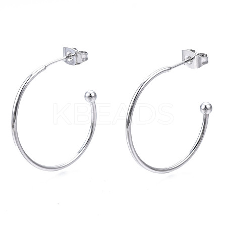 Brass Half Hoop Earrings KK-R112-041B-P-NF-1