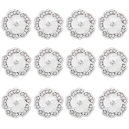 12Pcs Alloy Rhinestone Shank Buttons BUTT-GF0003-66-1