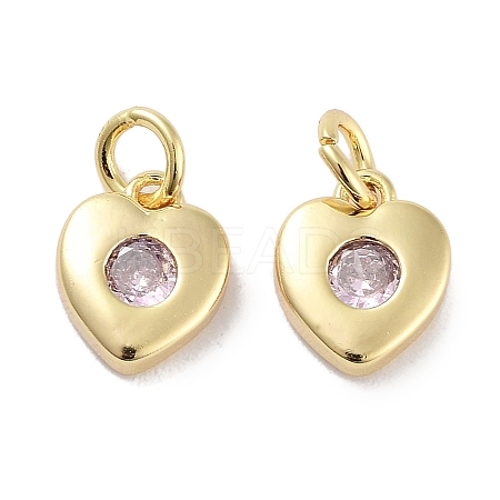 Brass Micro Pave Cubic Zirconia Charms KK-C051-07G-02-1