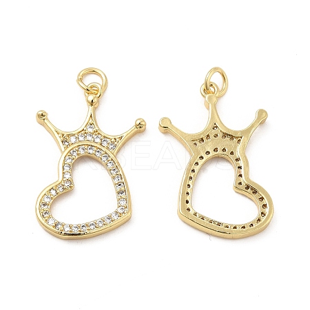 Brass Micro Pave Clear Cubic Zirconia Pendants KK-E068-VB184-1