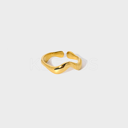 Elegant 304 Stainless Steel Wave Open Cuff Rings TE5640-2-1