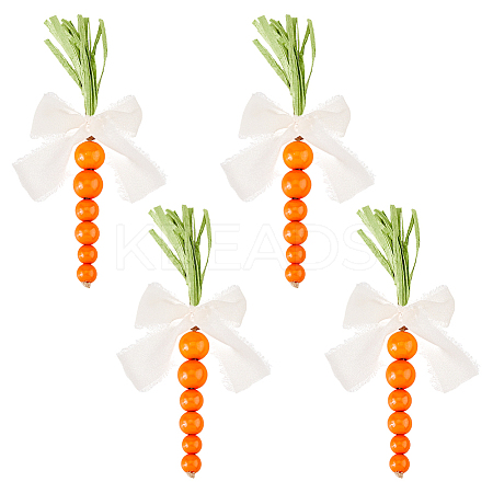 4Pcs Wooden Beaded Carrots for Easter Table Tiered Tray Decoration AJEW-FH0005-65B-1