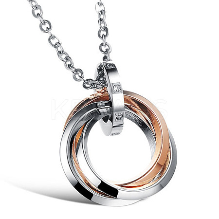 Stainless Steel Couple Pendant Necklaces For Women NJEW-N0052-164B-1