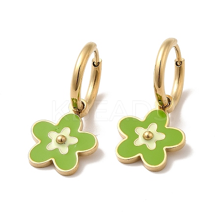 Enamel Sakura Flower Dangle Hoop Earrings STAS-H175-21G-B-1