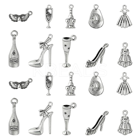 100Pcs 10 Styles Tibetan Style Alloy Pendant FIND-CJ0001-74-1