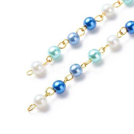Handmade Glass Pearl Beaded Chains AJEW-JB01136-01-1