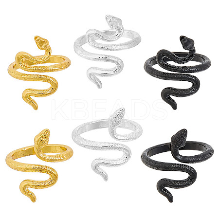 12Pcs 6 Colors Snake Alloy Wrapped Cuff Ring Yarn Guide Finger Holder DIY-FG0008-29-1
