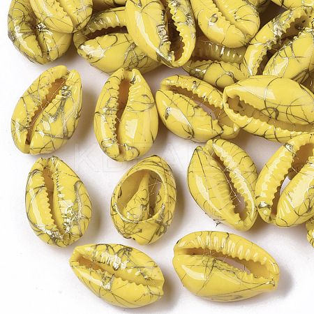 Spray Painted Natural Cowrie Shell Beads SSHEL-R047-03-A10-1