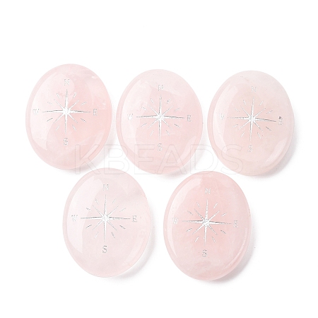 Oval Natural Rose Quartz Compass Display Decorations G-G301-02B-1