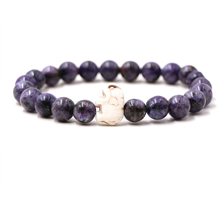 Natural Amethyst & Synthetic Turquoise Beads Stretch Bracelets for Men Women QO0012-10-1