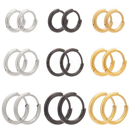 ANATTASOUL 18PCS 3 Size 3 Colors Brass Huggie Hoop Earrings for Women EJEW-AN0003-25-1