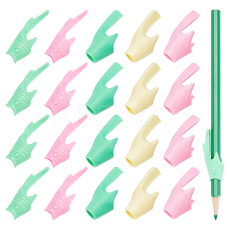 60Pcs 6 Colors Fish Shape Polyethylene Pencil Grips for Kids AJEW-GF0003-35-1