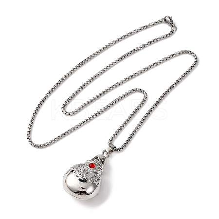 Perfume Bottle Prayer Bottle Alloy Rose Rhinestone Pendant Necklaces for Women FS-WG044F9-01-1