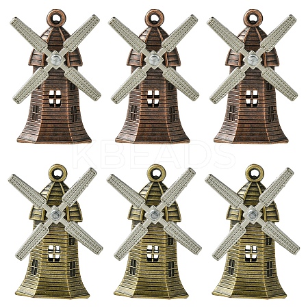 6Pcs 2 Colors Tibetan Style Alloy Pendants FIND-FS0002-56-1
