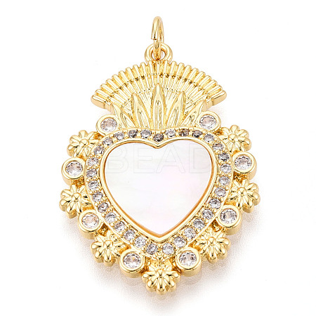 Brass Micro Pave Clear Cubic Zirconia Pendants KK-N268-44G-1