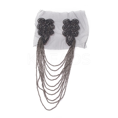 Glass Beaded Hamdmade Fashion Tassel Epaulette AJEW-WH0235-50-1