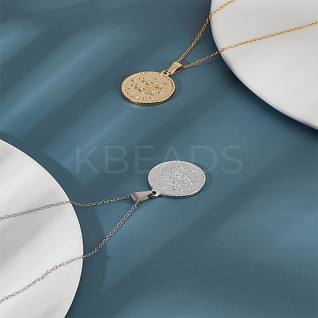2Pcs 2 Colors 304 Stainless Steel Pendants STAS-LP0003-92J-1