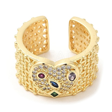 Rack Plating Brass Hollow Open Cuff Rings RJEW-R138-04G-1