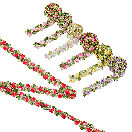 7 Yards 7 Colors Gradient Color Polyester Flower Lace Ribbon OCOR-DC0001-12-1