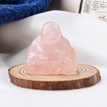 Natural Rose Quartz Carved Healing Buddha Figurines WG68189-01-1