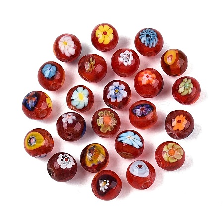 Handmade Millefiori Glass Round Beads LA-N001-01C-13MM-1