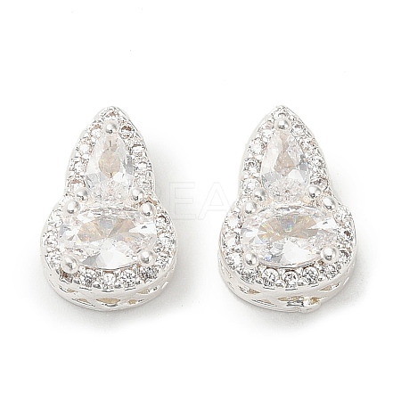 Brass Micro Pave Cubic Zirconia Beads KK-B142-08S-01-1