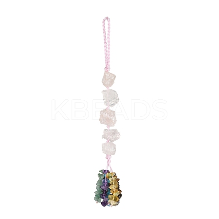 Nuggets Natural Rose Quartz Pendant Decorations HJEW-JM00992-05-1